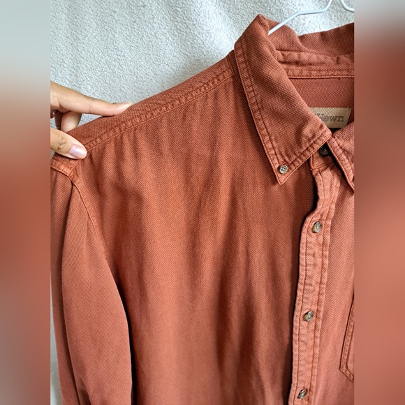 Men's Burnt Orange Ruff Hewn Long Sleeve Button Down Shirt - Picture 2 of 10